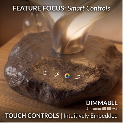 Touch controls embedded in ALTIVIVI lamp stone base with 5-level dimming