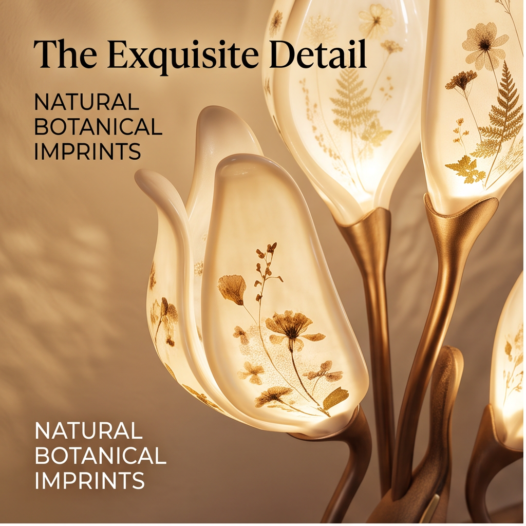ALTIVIVI botanical petal sculptural floor lamp glowing beside a green armchair in a living room