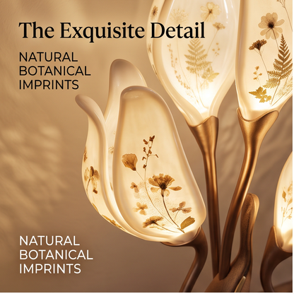 ALTIVIVI botanical petal sculptural floor lamp glowing beside a green armchair in a living room