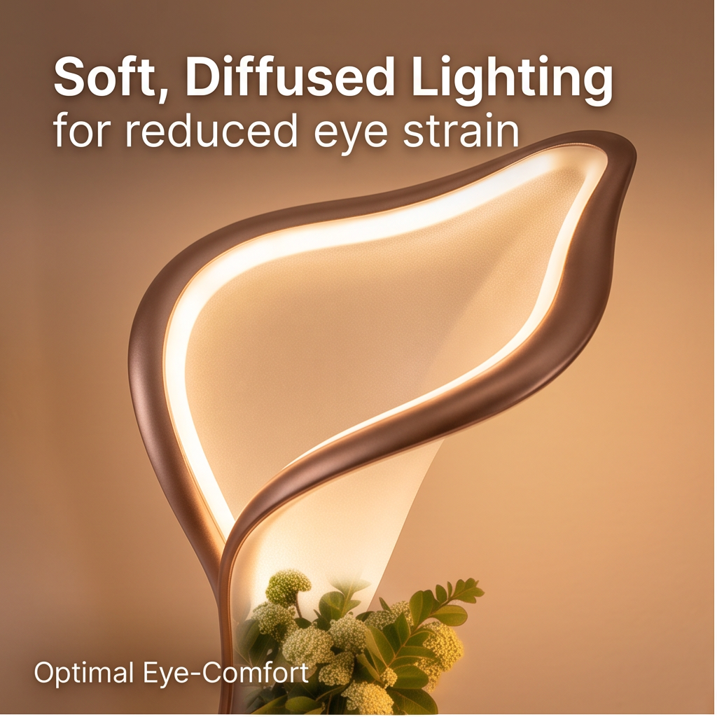 Close-up of ALTIVIVI calla lily lamp soft, diffused lighting for reduced eye strain and optimal eye comfort