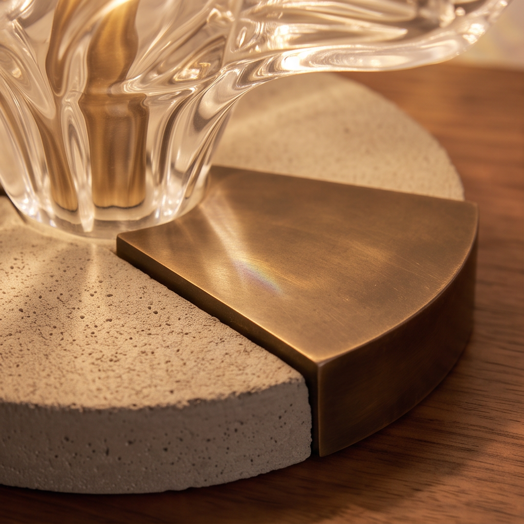 ALTIVIVI clear flower-shaped table lamp glowing on a wooden tabletop with a two-tone round base