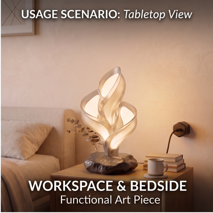 ALTIVIVI sculptural table lamp on a bedside table as a functional art piece for workspace and bedside