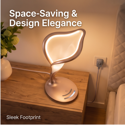 ALTIVIVI calla lily lamp with space-saving sleek footprint and elegant design on a wooden nightstand