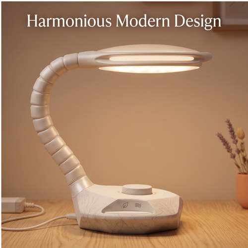 ALTIVIVI desk lamp curved toward a notebook, illustrating 360° flexible lighting