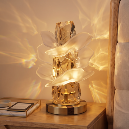 ALTIVIVI® Sculptural Glass Petal Table Lamp with Brass & Wood Base